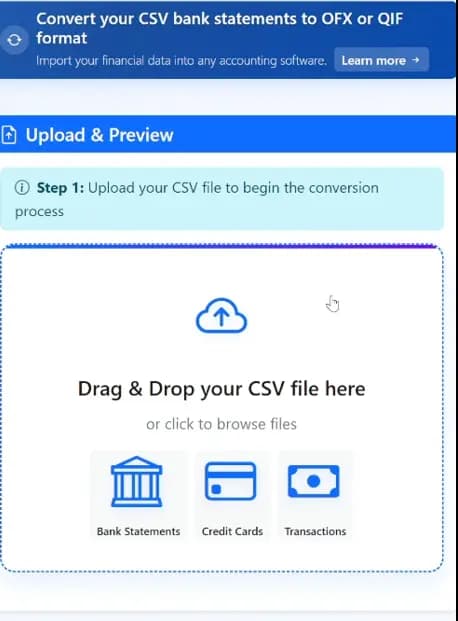 Convert CSV Bank Statements to OFX & QIF